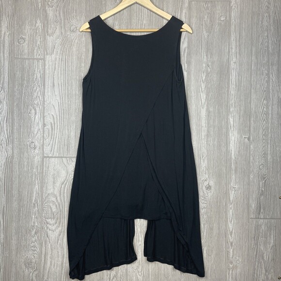 CABI Solid Black Sleeveless Faux Wrap Stretch Rayon Knit‎ Dress Womens Sz Medium - Picture 6 of 8